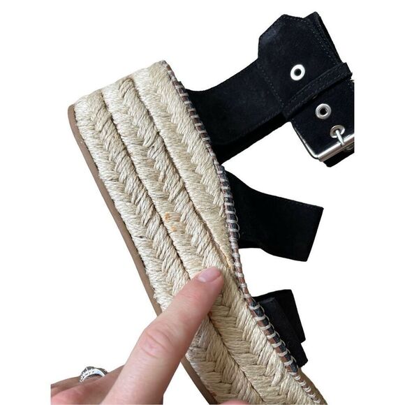 Rag & Bone Tara Black Suede Espadrille Platforms size 38.5 US 8.5 - Picture 9 of 13